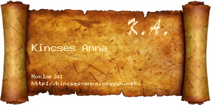 Kincses Anna névjegykártya